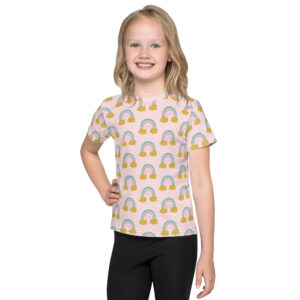 Radiant Dreamscape: Kid's T-Shirt with Magical Rainbow Pattern