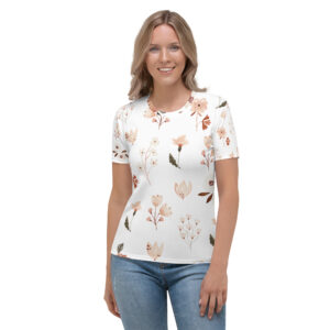 Blooming Elegance: Women's T-Shirt with Enchanting Tiny Flower Pattern