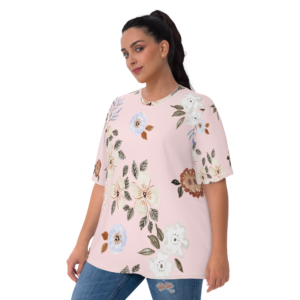 Blossom Enchantment: Women’s T-Shirt with Captivating Flower Pattern