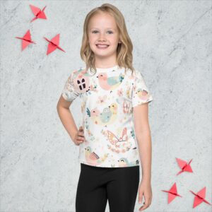 Charming Kids Crew Neck T-Shirt - Seamless Patterns in Delightful Pastel Hues